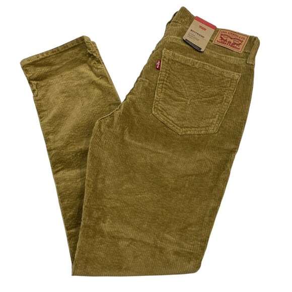 Levis Boyfriend Corduroy Pants Womens 29x30 Tan Mid Rise Relaxed Tapered Leg - Picture 1 of 12
